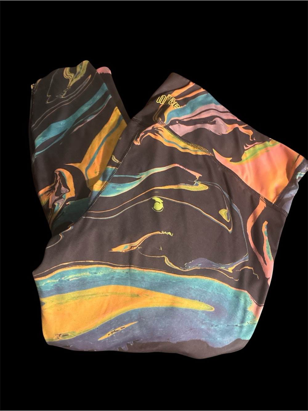Nike One Luxe Dri-FIT 7/8 Leggings Plus Size 2X Neon Aurora Marble Swirl - Picture 5 of 8